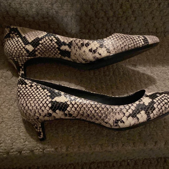Calvin Klein Snakeskin Kitten Heel Pumps - Picture 3 of 6